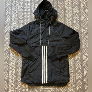 Men’s Small Adidas Zip Jacket Black Windbreaker Track Jacket Light Weight (Q104)